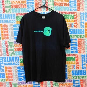 Vintage Y2K Psyforia Boston T Shirt Size L Black Double Sided Trance Festival